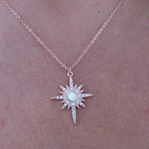 Opal North Star CZ Necklace - Rose Gold - Picture 3 of 5